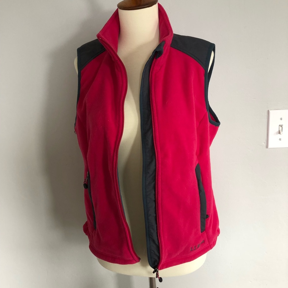 L.L. Bean pink & gray polartec vest size small